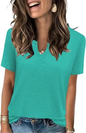 Womens Tops Short Sleeve T Shirts for Women Spring Summer Fashion Clothes Casual V Neck Blouses
