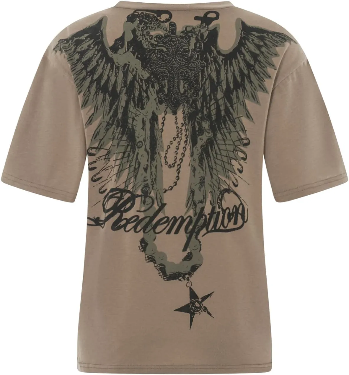 Womens Y2k Graphic Baggy Tees Shirts 2000s Gothic Grunge Emo Tops Fairycore Clothes
