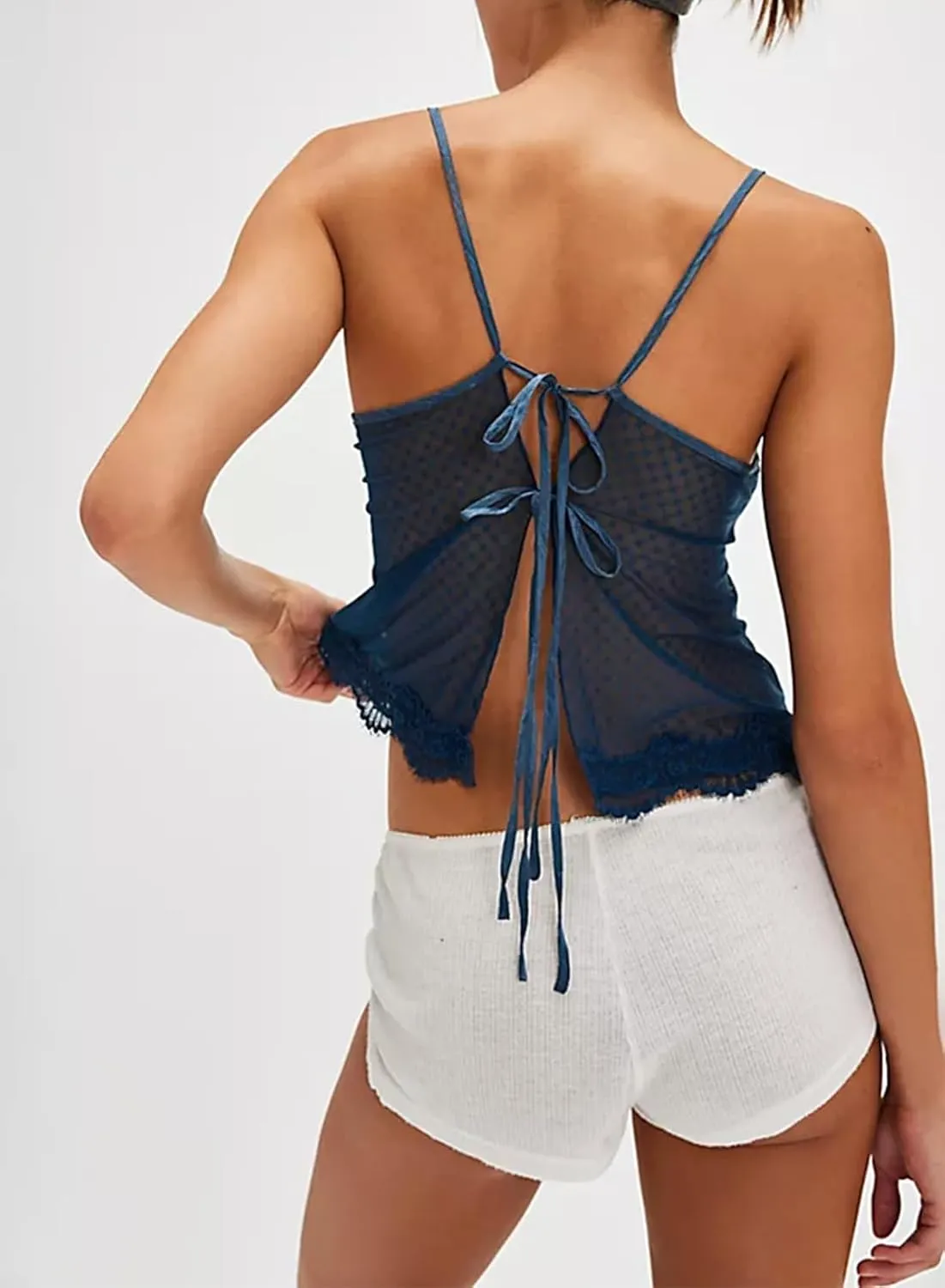 Womens Y2K V Neck Camisole Sexy Spaghetti Strap Lace Trim Going Out Tops Summer Basics Tank Tops Streetwear
