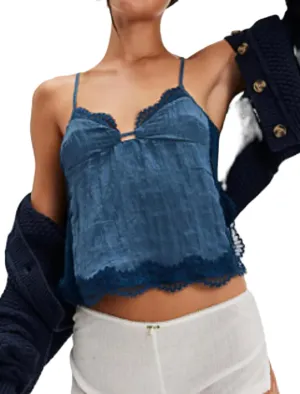 Womens Y2K V Neck Camisole Sexy Spaghetti Strap Lace Trim Going Out Tops Summer Basics Tank Tops Streetwear