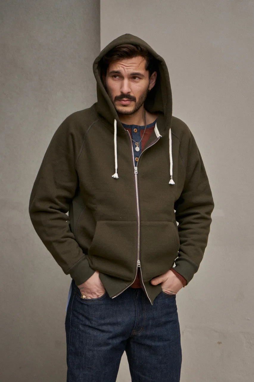 Wonder Looper Zip Hoodie Double Heavyweight French Terry Khaki