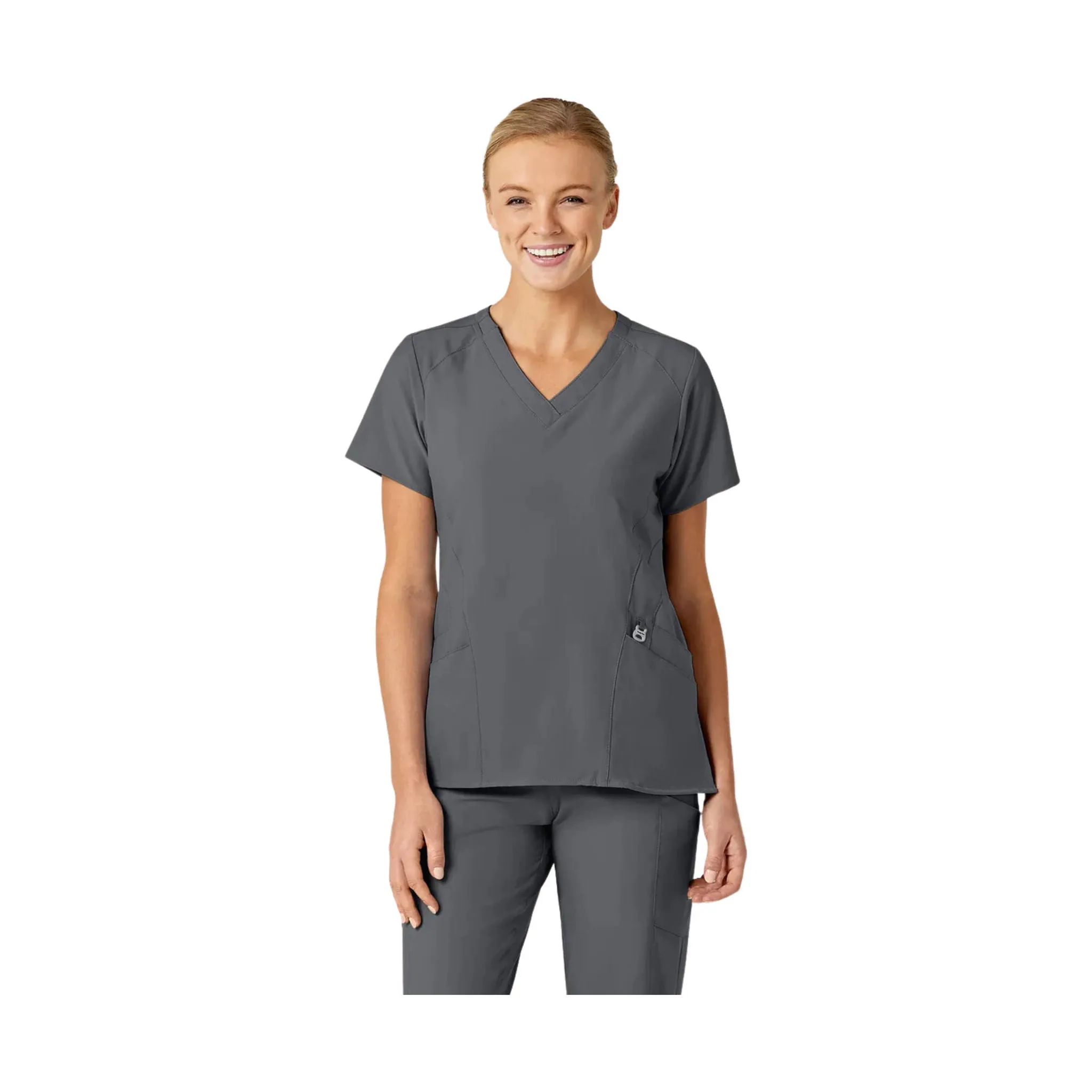 WonderWink Women's Stylized V-Neck Scrub Top - Pewter