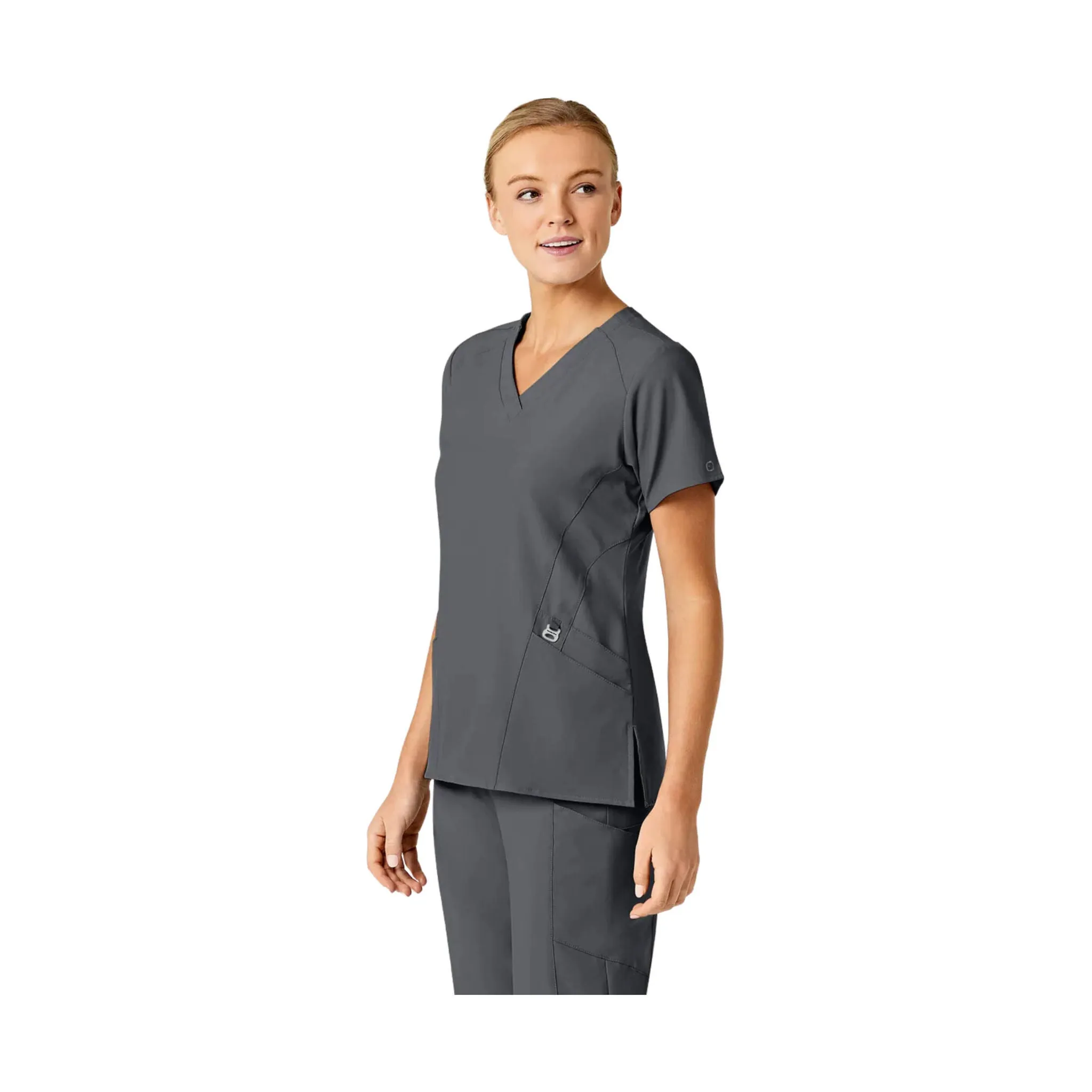 WonderWink Women's Stylized V-Neck Scrub Top - Pewter