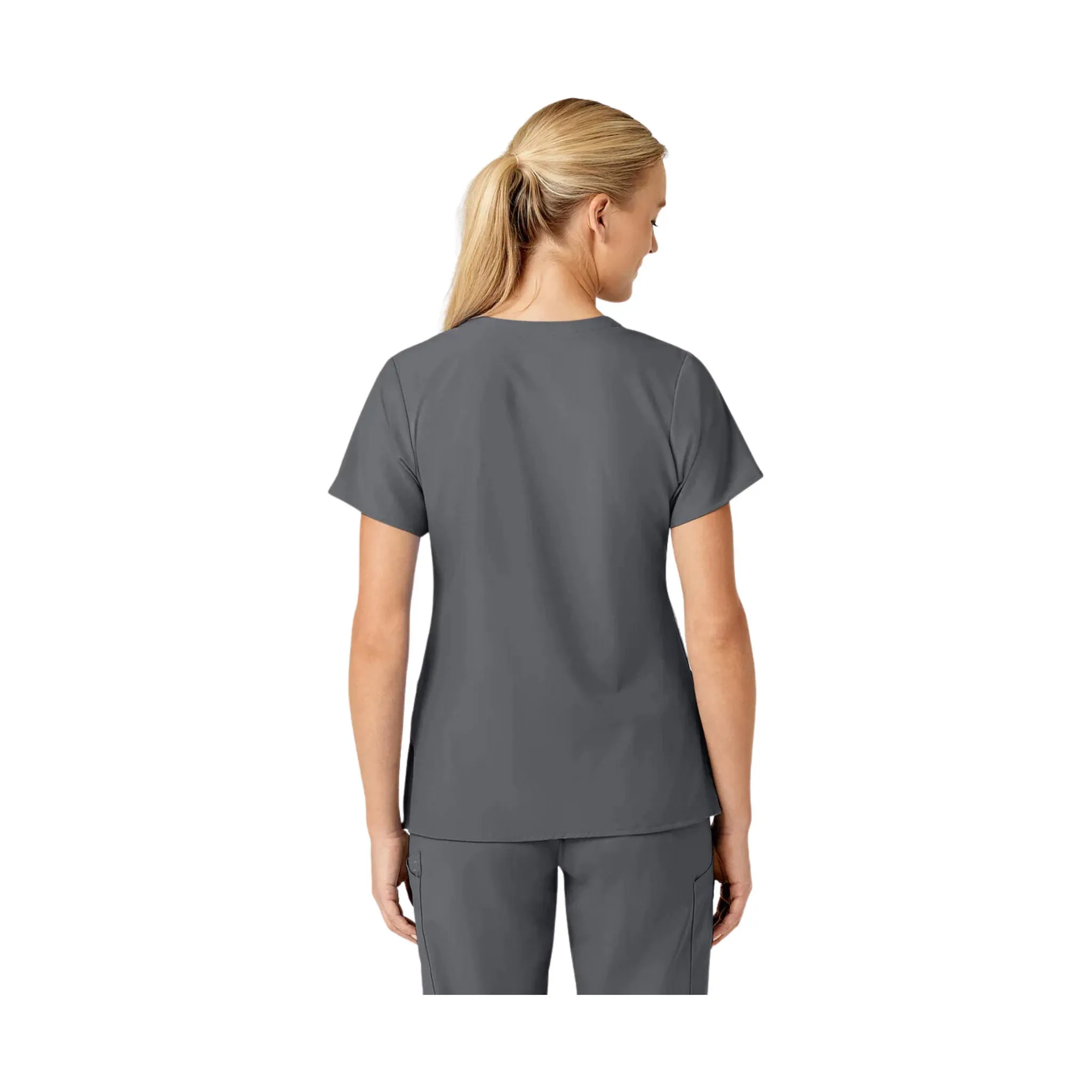 WonderWink Women's Stylized V-Neck Scrub Top - Pewter