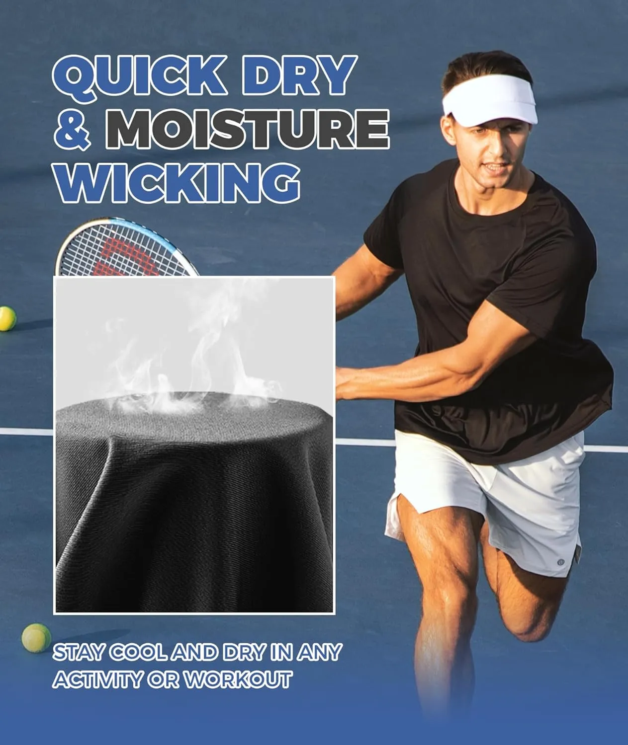 Workout Mens Shirts - Black Dry Fit Gym Short Sleeve Moisture Wicking T Shirts for Running Athletic Casual Work