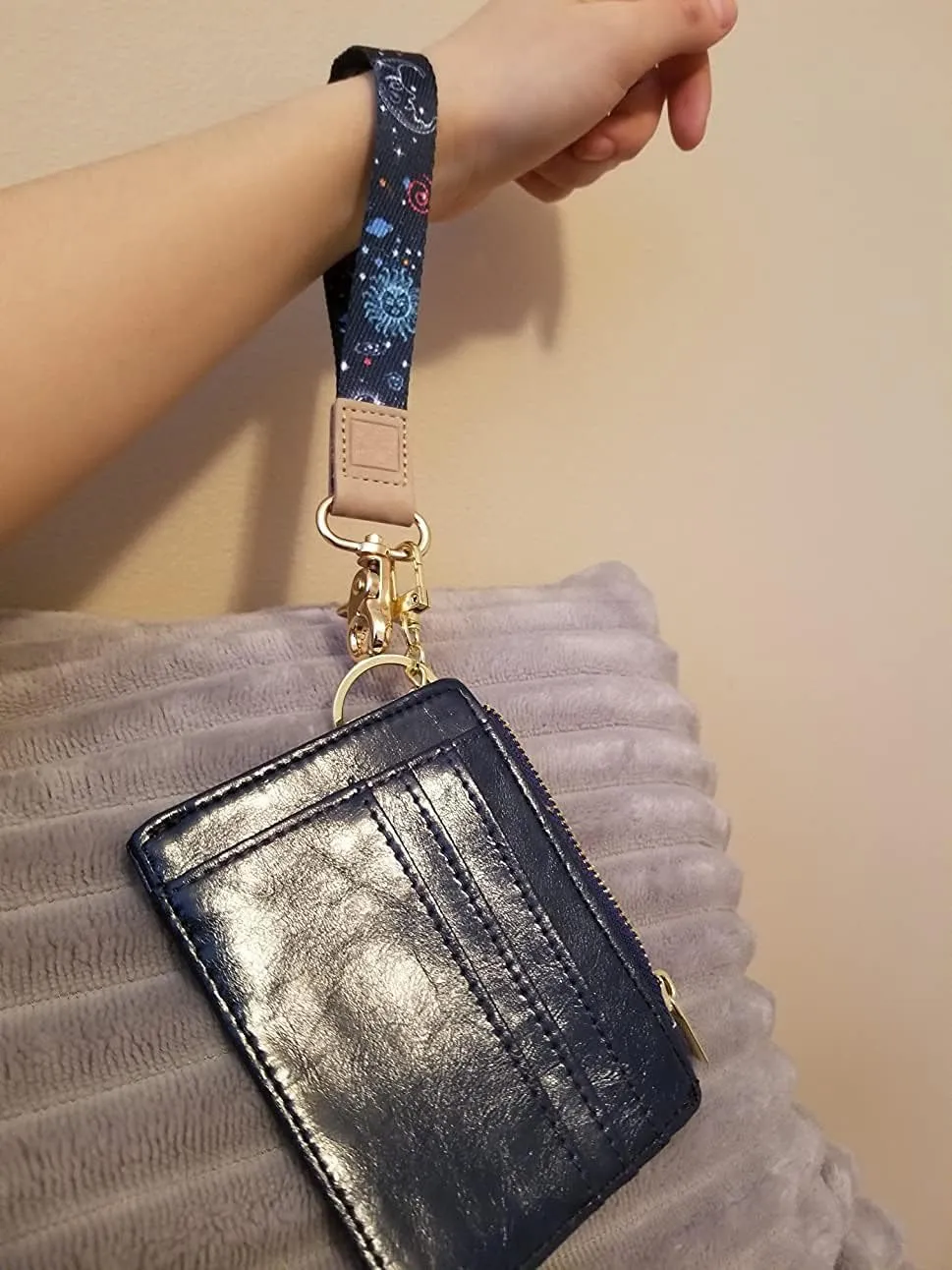 Wristlet Lanyard for Keys Keychain for car Keys Women, Boho Key Chain Straps car Keys Holder Wristlet (Moon)