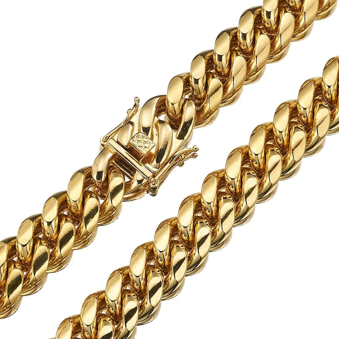WXP 18K Gold Plated Curb Cuban Link Chain Necklace or Bracelet for Men Women 6/8/10/12/14/18mm Heavy Duty Stainless Steel Gold Chain Jewelry
