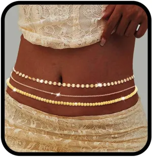 Yalice Gold Body Chains for Waist Dainty Layered Waist Beads Belly Chain for Women Beach Bikini Body Jewelry Gifts Adjustable