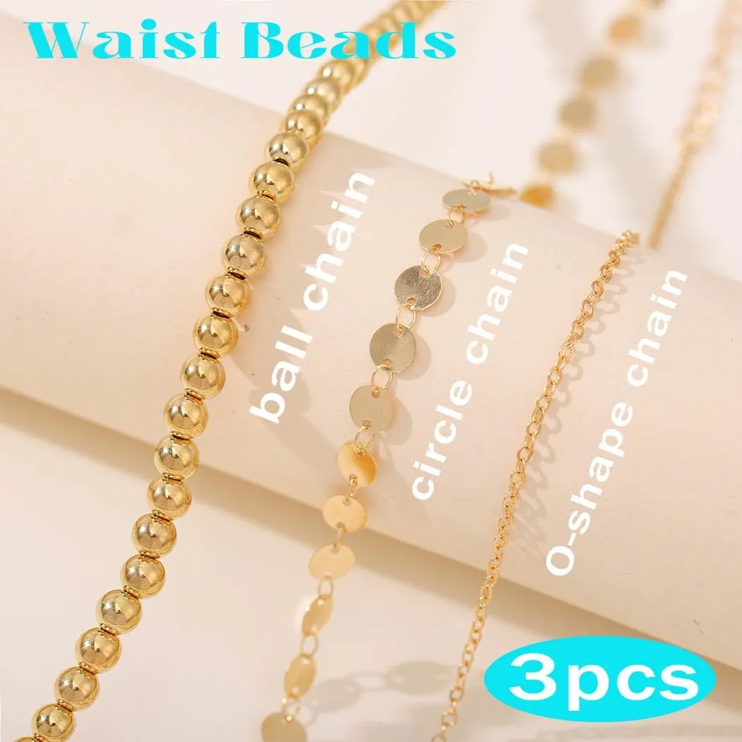 Yalice Gold Body Chains for Waist Dainty Layered Waist Beads Belly Chain for Women Beach Bikini Body Jewelry Gifts Adjustable