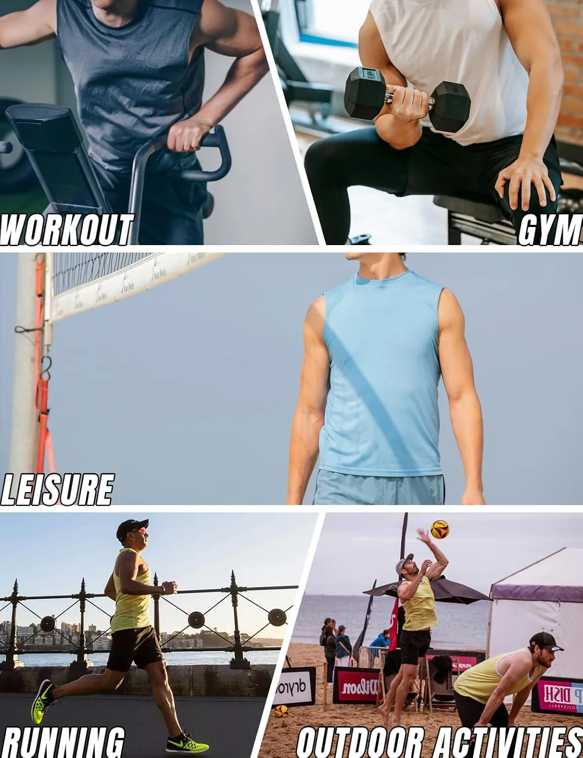 Yasumond Men's Tank Tops Sleeveless Muscle T-Shirts Mesh Dry Fit Athletic Tee Shirts for Bodybuilding Gym Workout