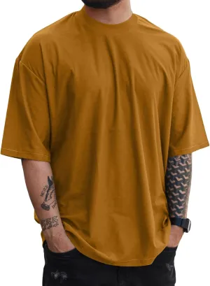 YawYews Mens Fashion Short Sleeve Tshirts Workout Oversize Pullover Solid Color Casual Tees