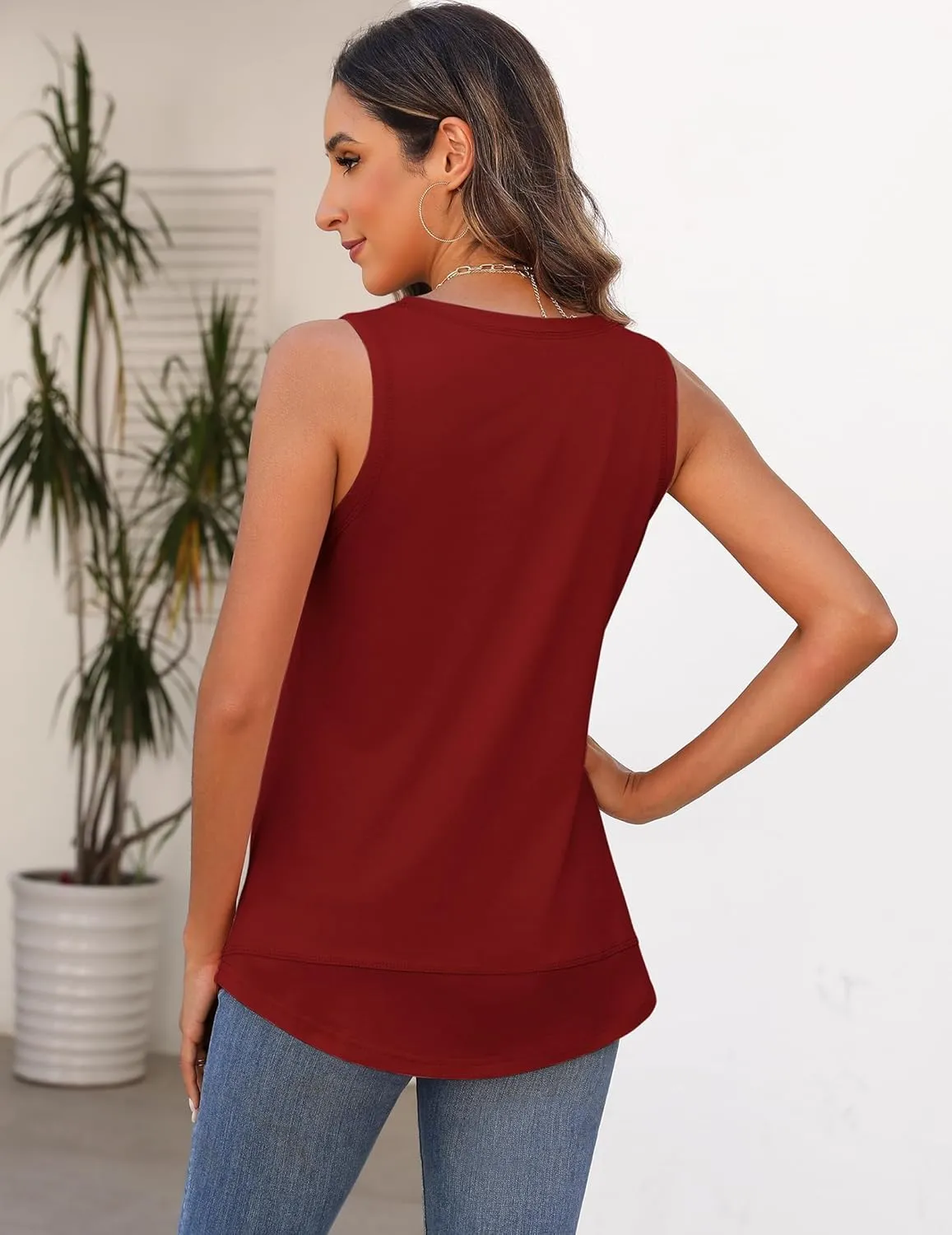 Zeagoo Women's Tank Tops Crew Neck Sleeveless Tops Floral Solid Summer Shirts Casual Loose Flowy Tunic Blouses