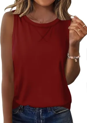 Zeagoo Women's Tank Tops Crew Neck Sleeveless Tops Floral Solid Summer Shirts Casual Loose Flowy Tunic Blouses