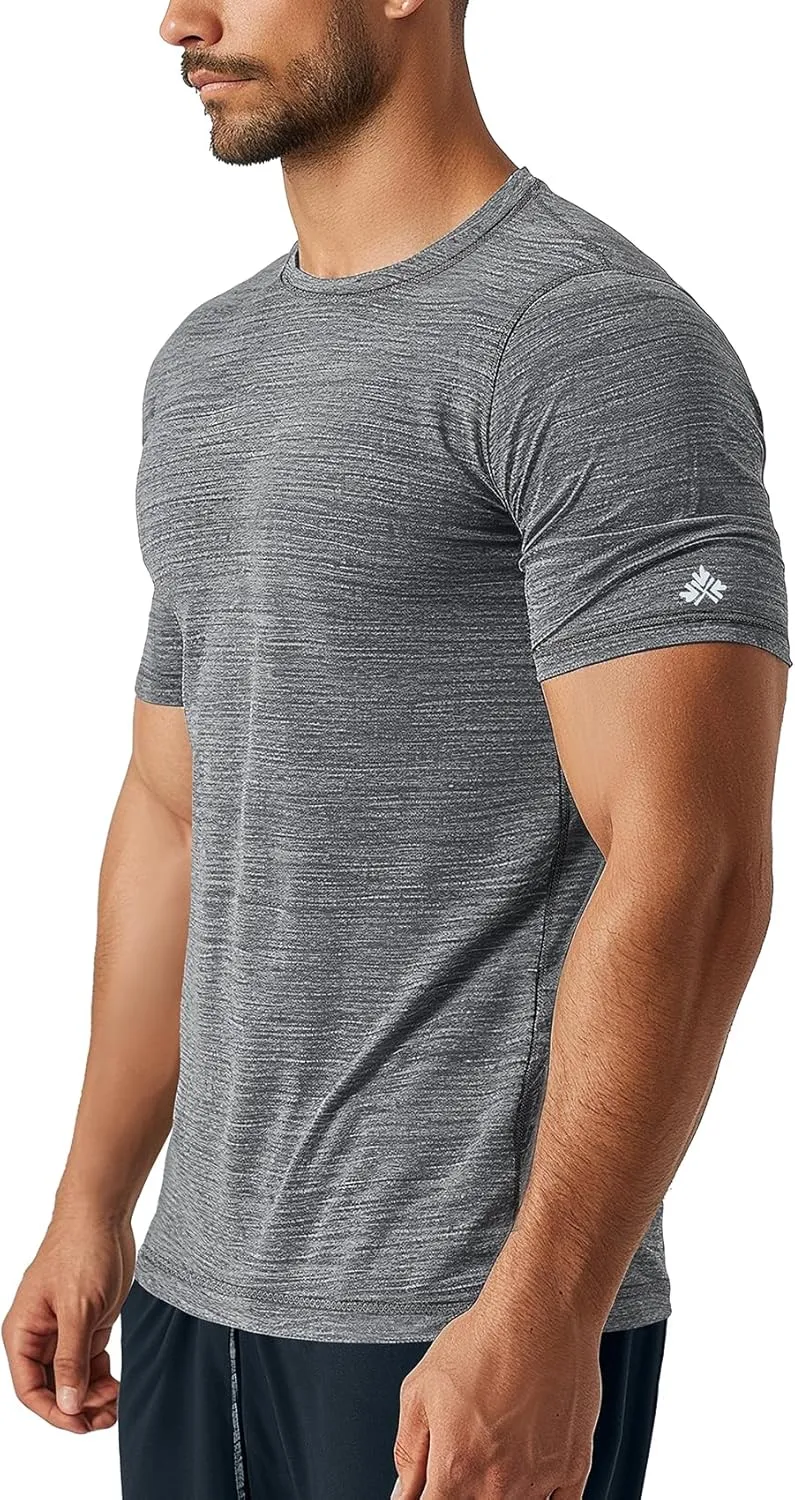 Zengjo Athletic Shirts for Men Quick Dry Short Sleeve Running Workout Gym T-Shirts Moisture Wicking Crewneck Tee