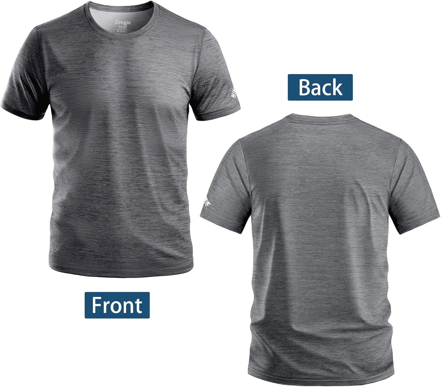 Zengjo Athletic Shirts for Men Quick Dry Short Sleeve Running Workout Gym T-Shirts Moisture Wicking Crewneck Tee