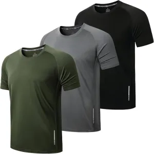 ZENGVEE Men's 3 Pack Workout Shirts Quick Dry Moisture Wicking Short Sleeve Mesh Athletic T-Shirts Lightweight Athletic