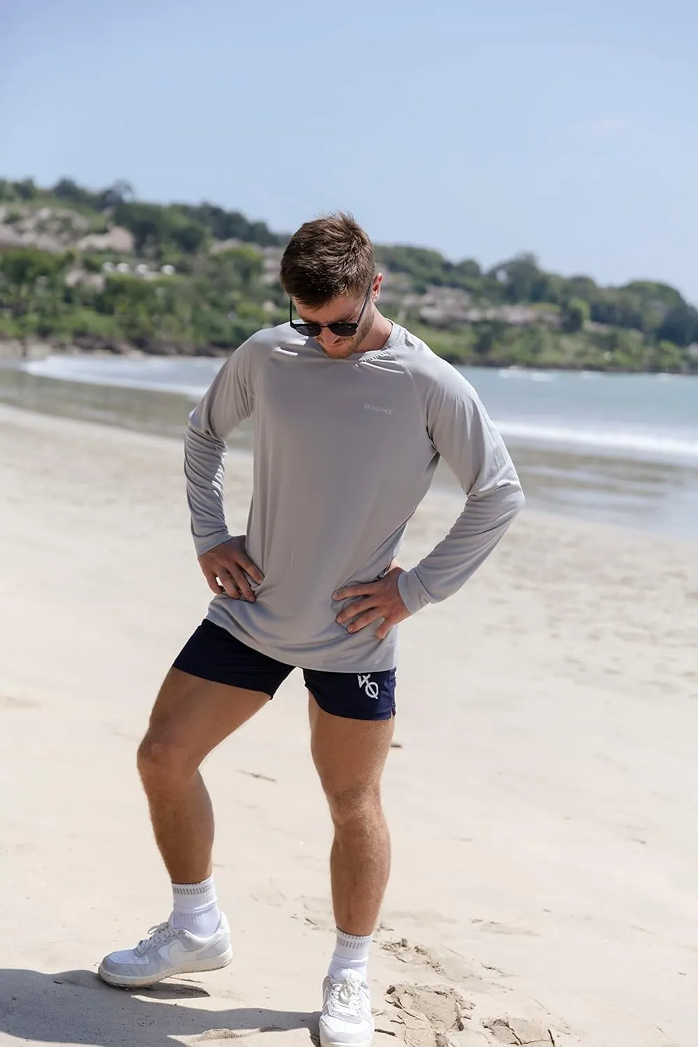 ZENGVEE Mens UPF 50  Swim Shirts Outdoor Long Sleeve Sun Protection Workout Shirts for Athletic,Running,Fishing,Hiking